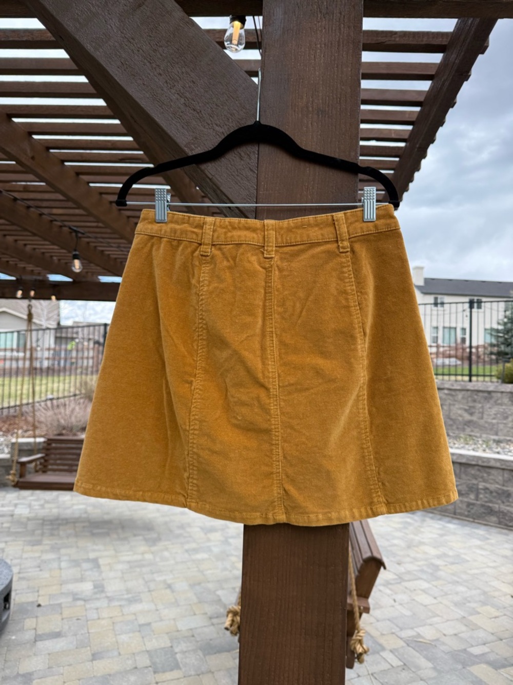 Celebrity Pink Mustard Corduroy Button-Front Skirt - Picture 2 of 4